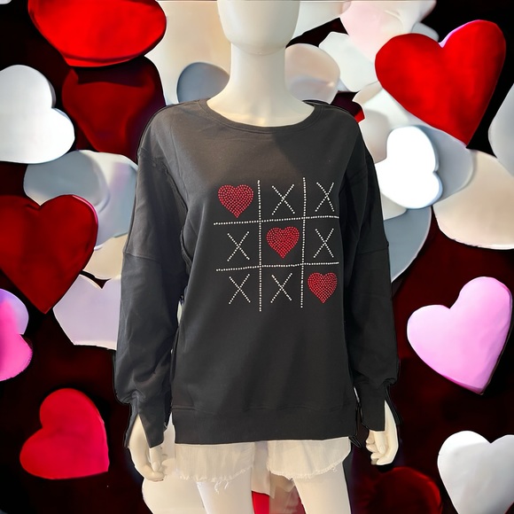 Tic Tak Toe French terry sequin pull over sz medium - Picture 3 of 10